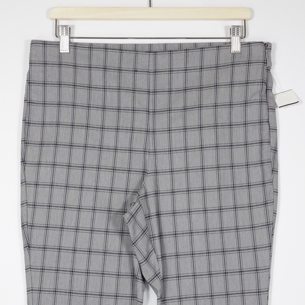 Worthington Women's Slim Leg Invisible Zip‎ Stretch Plaid Pants Gray Size 12 - Picture 2 of 9